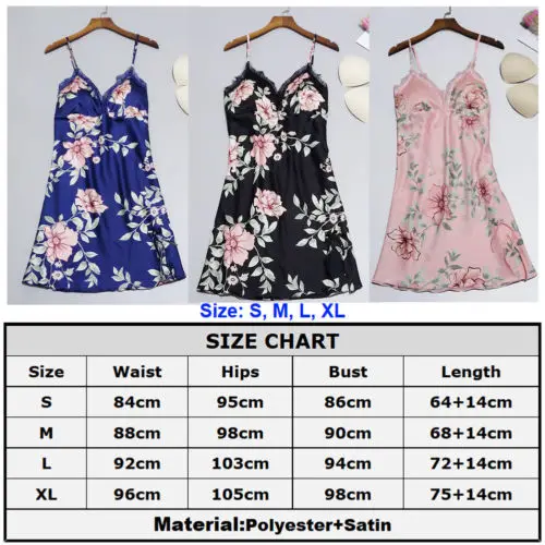 

Hot Newest sexy Womens Lace Floral Silk Feel Gown Sleeveless Nightie Sexy Sleepwear Nightdress SleepRobe Camis Mini Dress