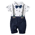 Детский комбинезон, костюм для новорожденных мальчиков, хлопковая одежда с принтом железного якоря, топ + шорты на лямках, Детская верхняя одежда с бабочкой на 3-24 месяца