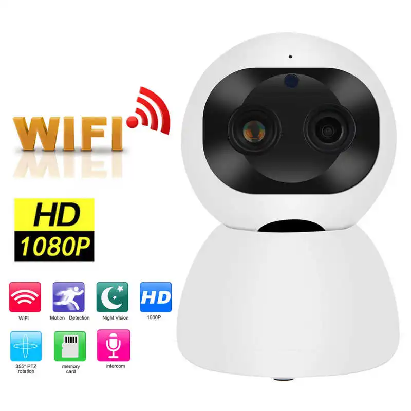 1080P Wifi PTZ Камера Двойной Объектив обнаружения движения 2 ‑Way аудио инфракрасного