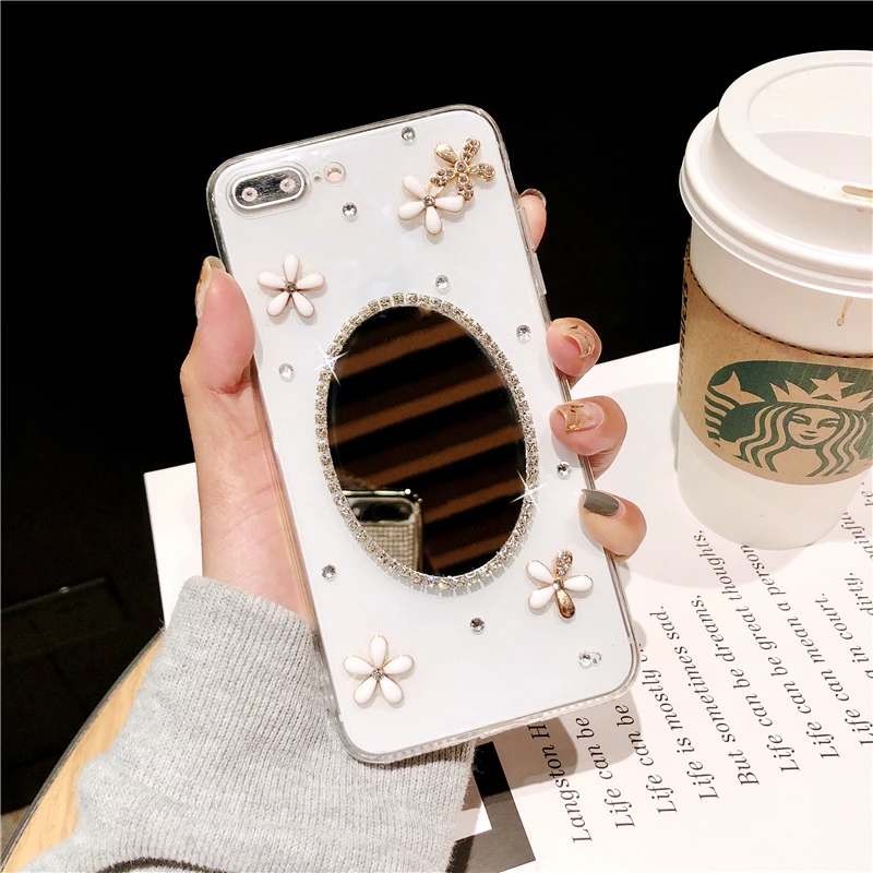 С украшением в виде кристаллов с цветами из стразов чехол для телефона samsung Galaxy J6