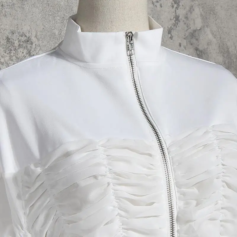 GetSpring женская блуза со стоячим воротником с длинным рукавом Шифоновая рубашка