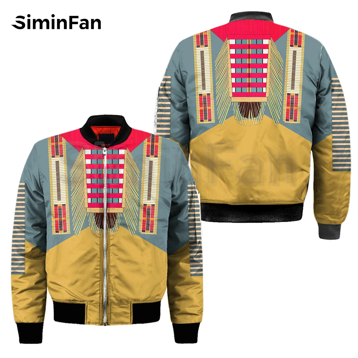 Мужская повседневная летная куртка-бомбер в этническом стиле с 3D принтом зимнее