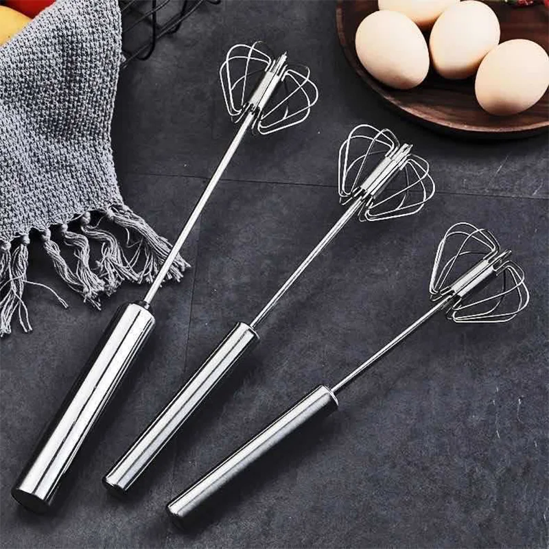 

Semi-Automatic Stainless Steel Hand-Held Press Type Rotary Eggbeater Household Manual Eggbeater Cream Mixer Bar