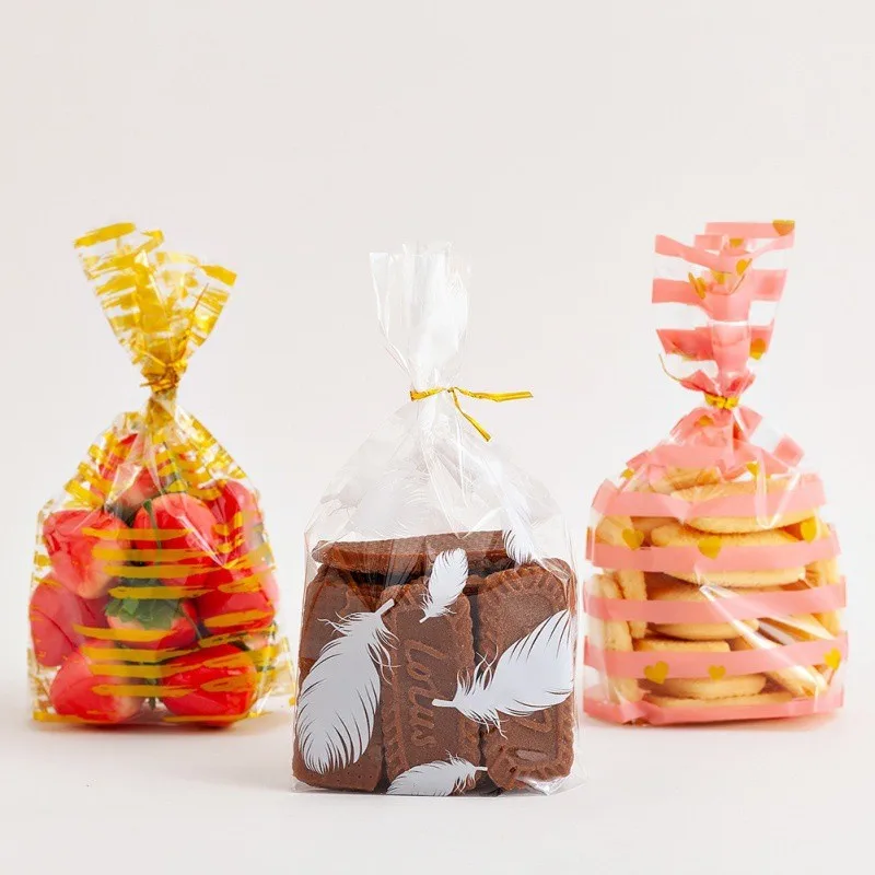 

50pcs Gold White Dots Candy Bag Packaging Plastic Sweets Bags Transparent Cookie Bag Birthday Wedding Party Gift Wrap