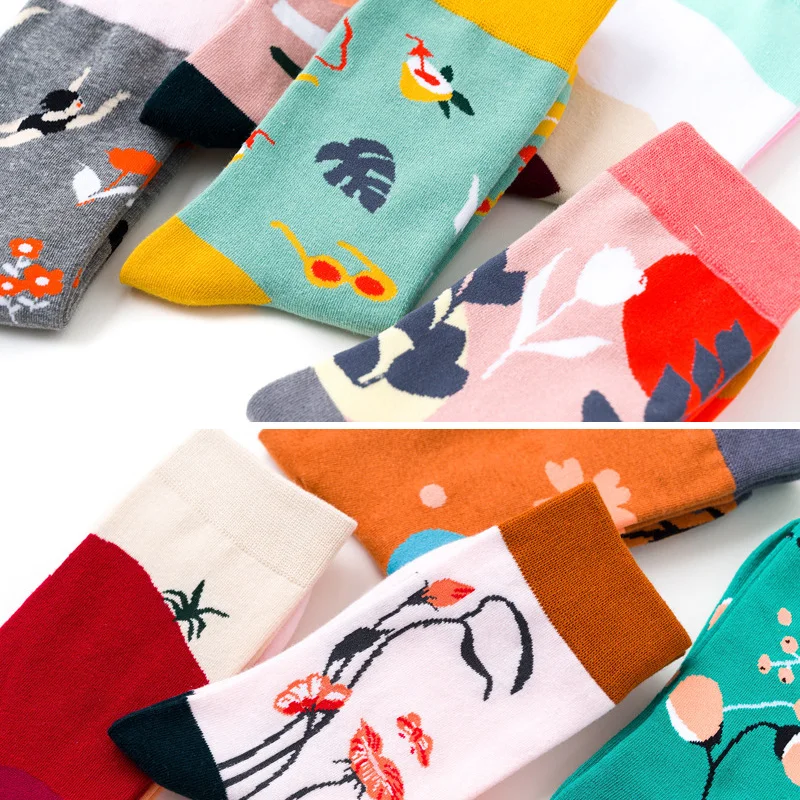 

Fashion Men Woman Socks Combed Cotton Harajuku Skateboard Plant Beach On Vacation Young Casual Happy Funny Sokken Novelty