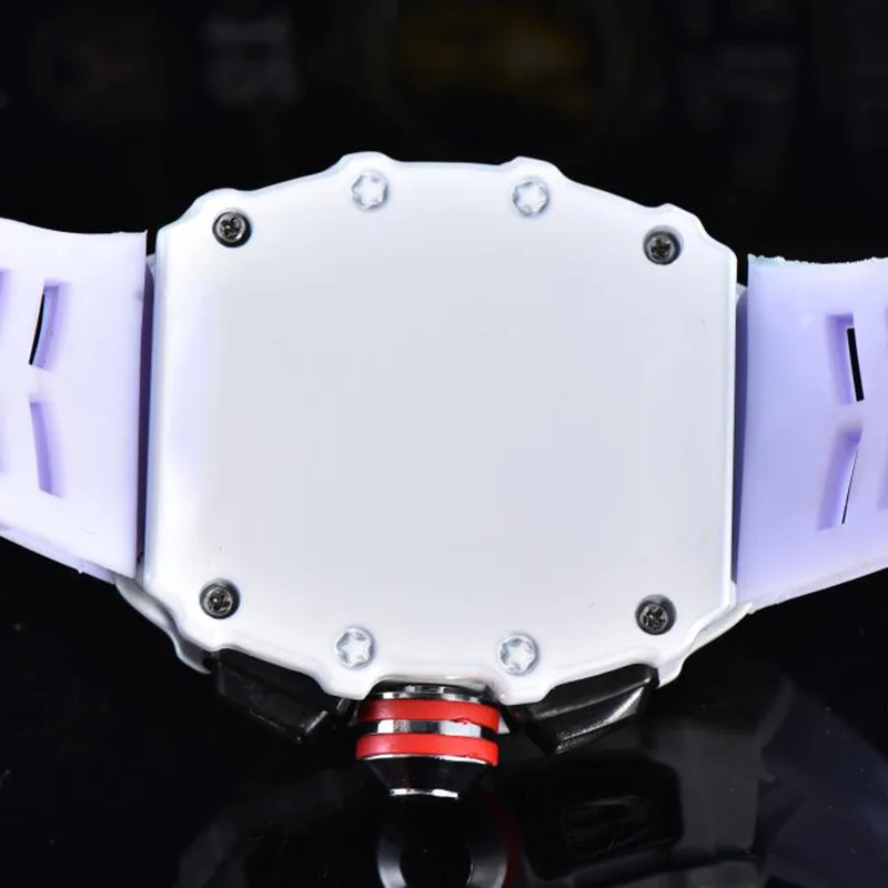 

2020 European and American Men's Watch Hollow Silicone Quartz Watch Flat Top Cone Crown Stainless Steel Quartz Watch