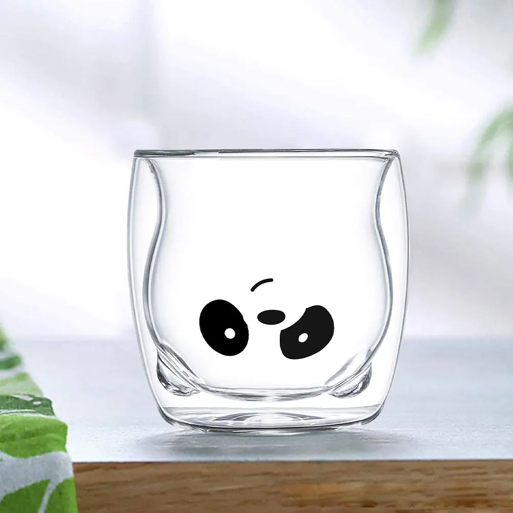 

Glass Cups Lovely Cartoon Panda Coffee Cup Bear Tea Mug Double Wall Glass Cups Espresso Milk Cup Christmas Birthday Party Gifts