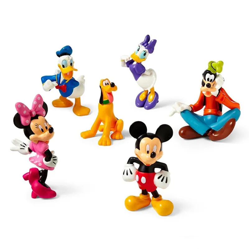 

Disney 6pcs 6-7cm Mickey Mouse Minnie Donald Duck Mini Cute Cartoon PVC Action Figures Model Toys Childrens Gifts Cake Toppers