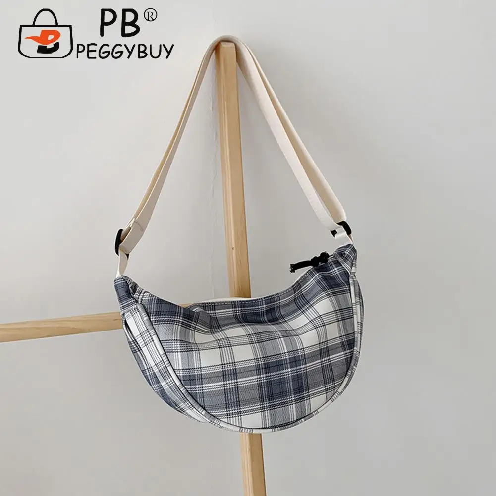 

Модная женская Холщовая Сумка через плечо с клетчатым принтом, повседневная универсальная большая Cpacity сумка на молнии для улицы и путешест...