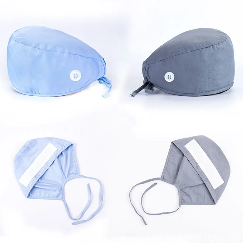

Solid Doctor Nurse Surgical Cap Baotou Cap Useful Buckle Bouffant Sanitary Cap With Sweatband Cartoon Nursing Caps Scrub Cap