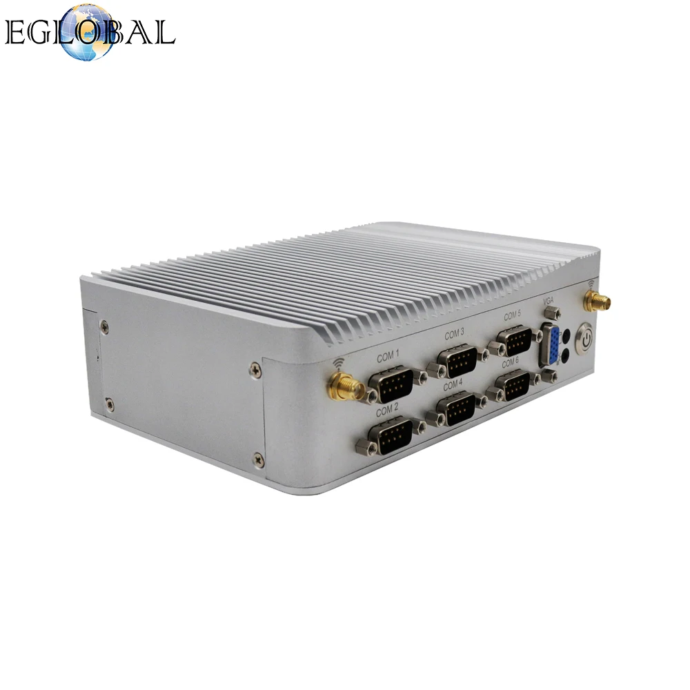 Прочный промышленный мини-компьютер Intel Celeron J1900 6 RS232 COM Linux Barebone Slim PC Dual Lan SIM 3G/4G