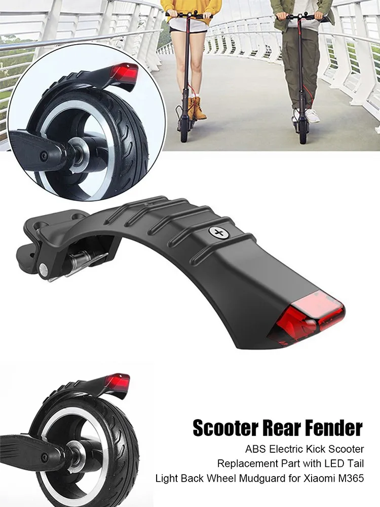 

Scooter Rear Fender ABS Electric Kick Scooter Replacement Part with LED Tail Light Back Wheel Mudguard for Xiaomi M365
