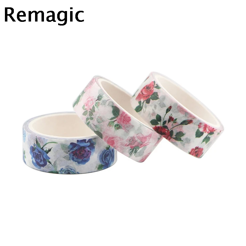 

20pcs Rose Flowers Cartoon Decoration Paper Washi Masking Tape Creative Scrapbooking Stationary School Supplies Waterproof