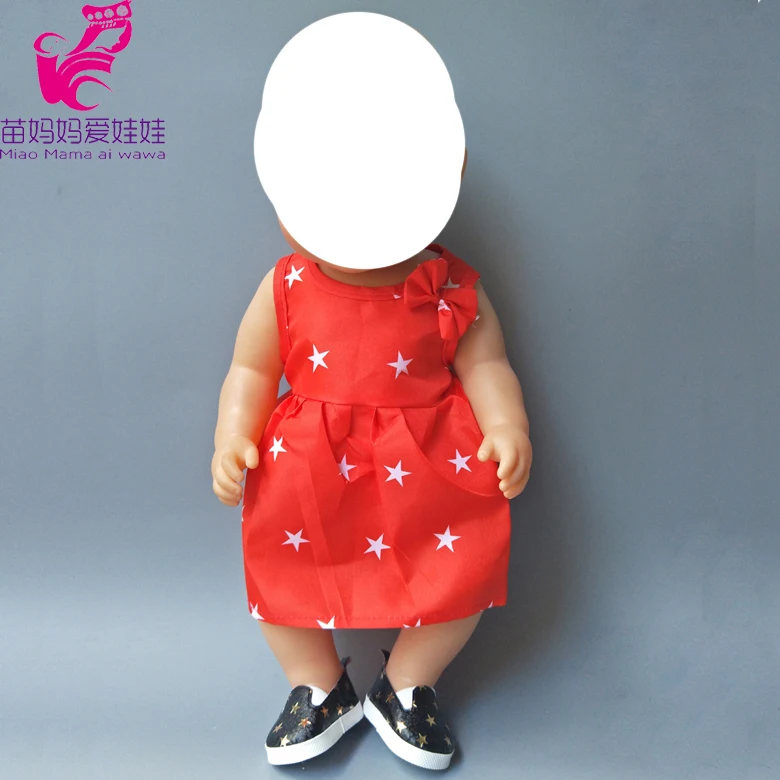 Белое красное платье со звездами и бантом размер 18 дюймов 40 см детское