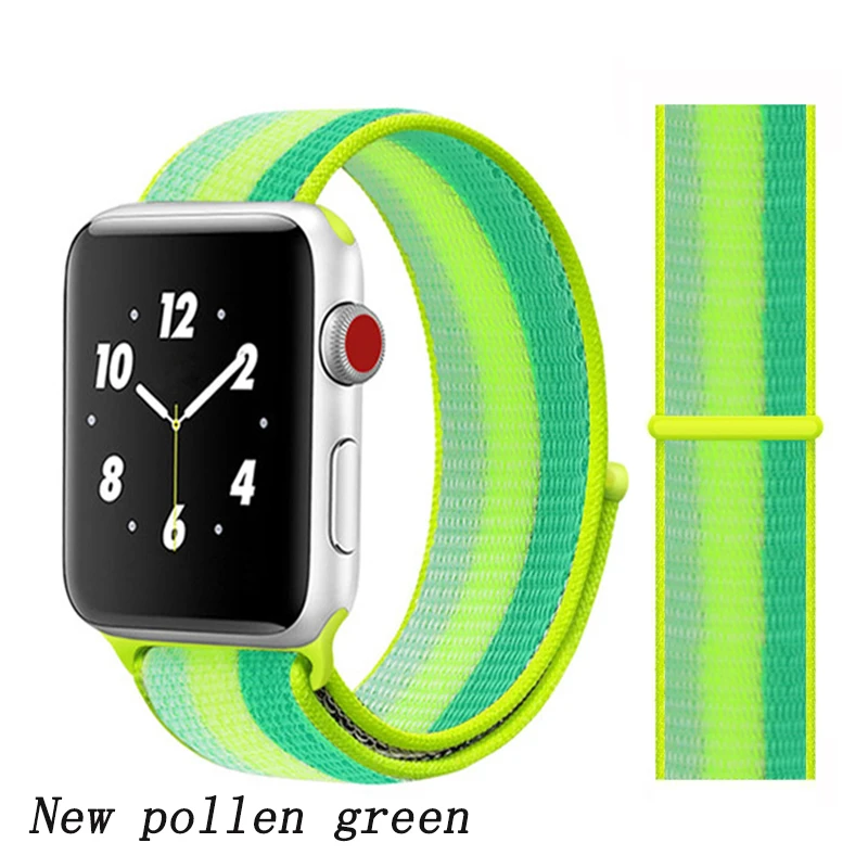 Ремешок для apple watch 5 4 ремешок 44 мм 40 мм Correa 42 мм 38 мм iwatch 5 4 3 2 нейлоновый браслет pulseira ремешок для часов - Цвет ремешка: New pollen green