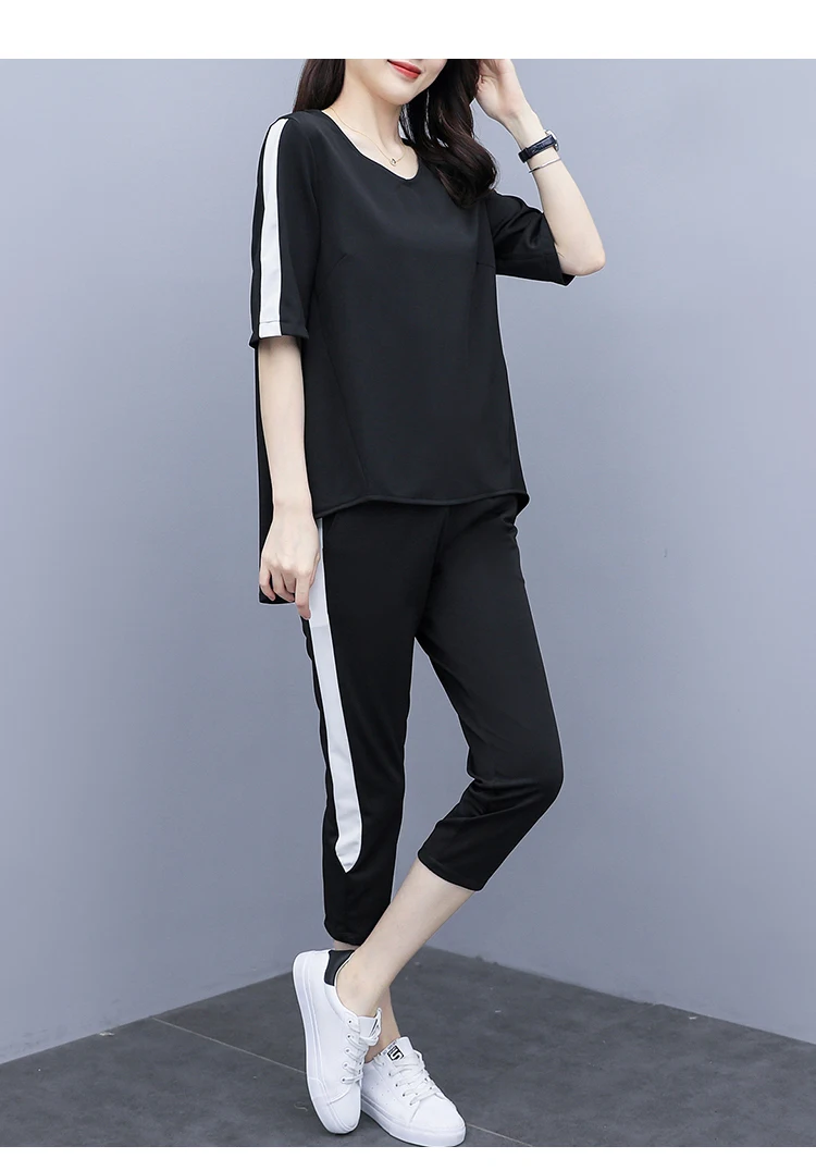 Женский спортивный костюм больших размеров 5XL женская футболка топ и штаны