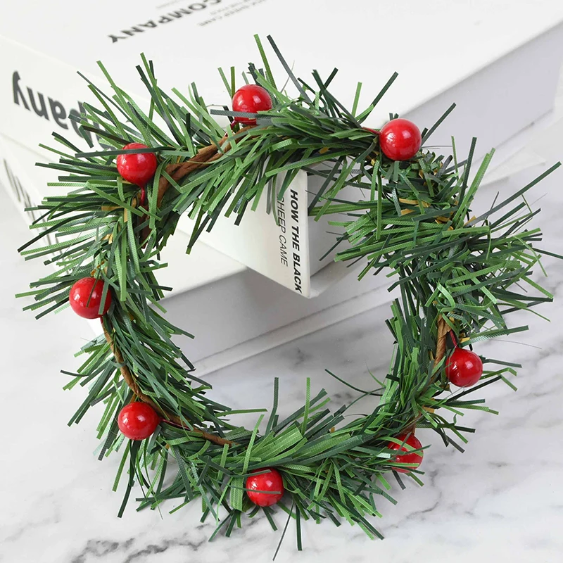 

1Pc Creative Christmas Wedding Party Rattan Wreath Artificial Pine Cones Berries Home Wall Door And Window Hanging Decoration