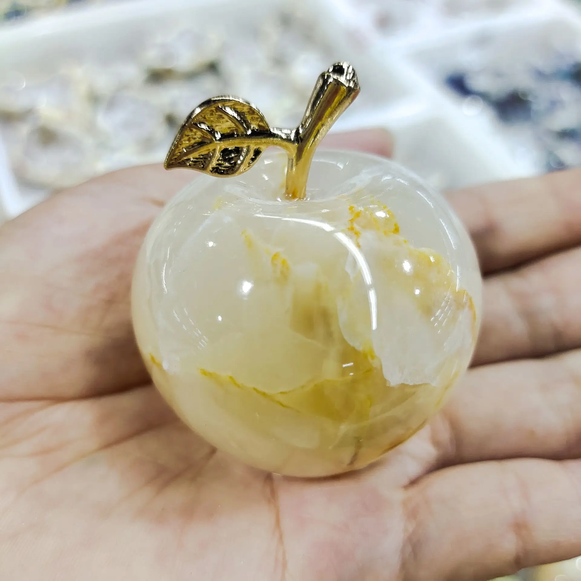 

Natural Afghan Jade Apple Mineral Quartz Crystal Healing Feng Shui Home Decor