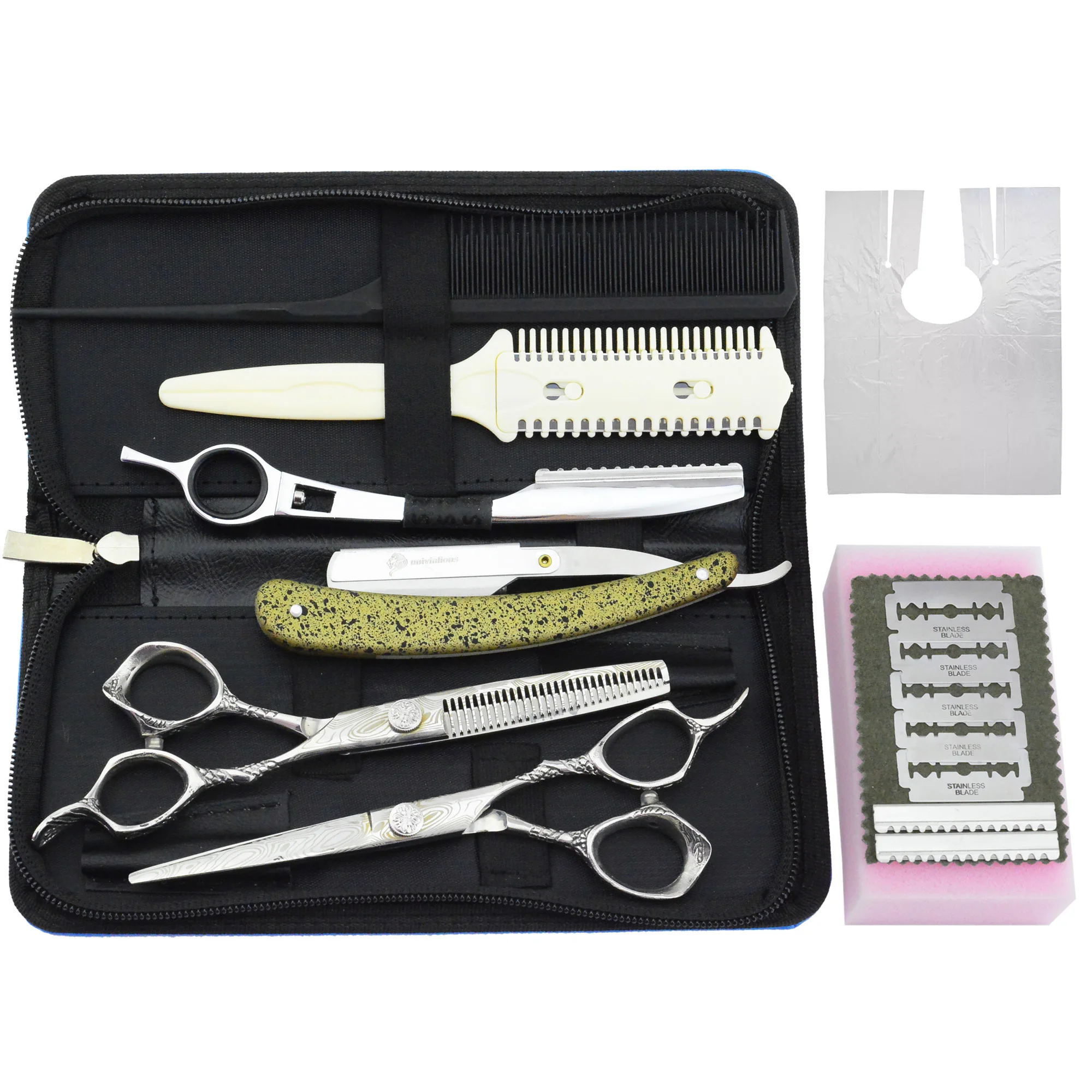 Парикмахерские ножницы для филировки 6 дюймов в дамасском стиле|hair staightener|hair razor