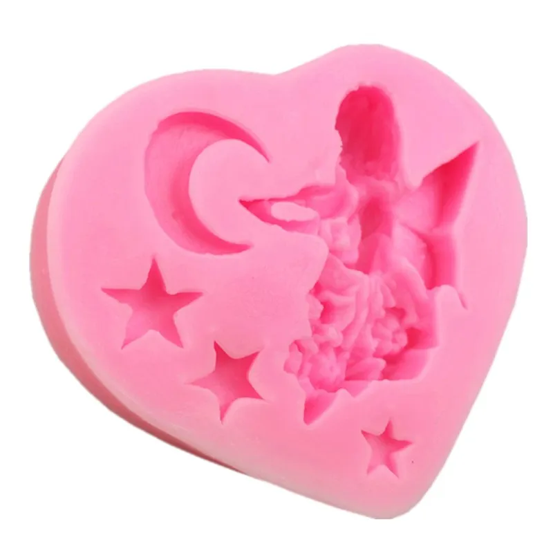 3D Ангел девочка Луна игра скрипка плесень украшение для торта Кухня инструмент