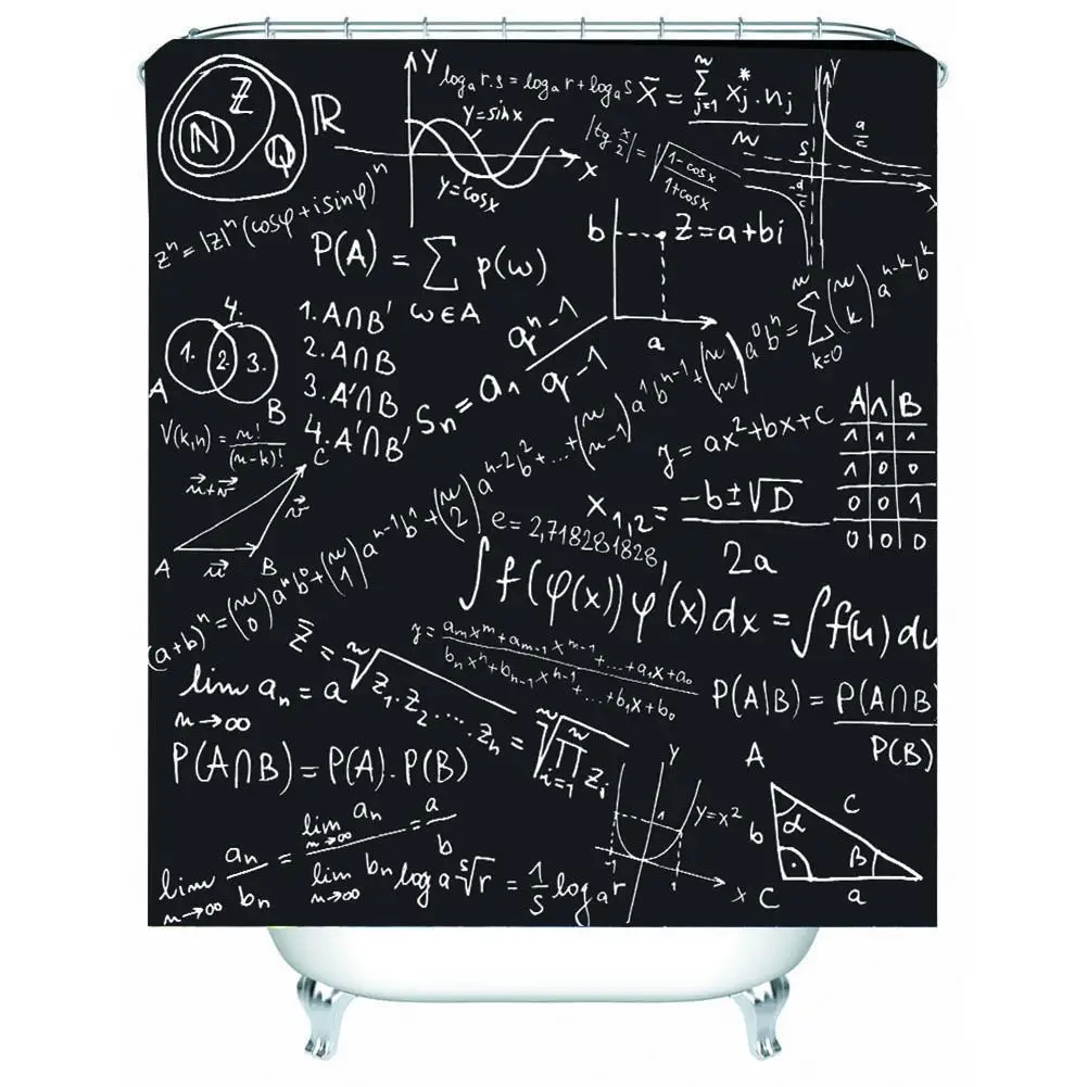 Шторы для душа с узором в виде блокнота математической Олимпии 2x1 8 м|Санитарный