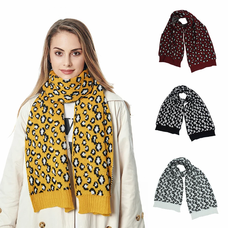 Шапка с леопардовым принтом и помпоном шапка шарф хлопковая вязаная зимняя