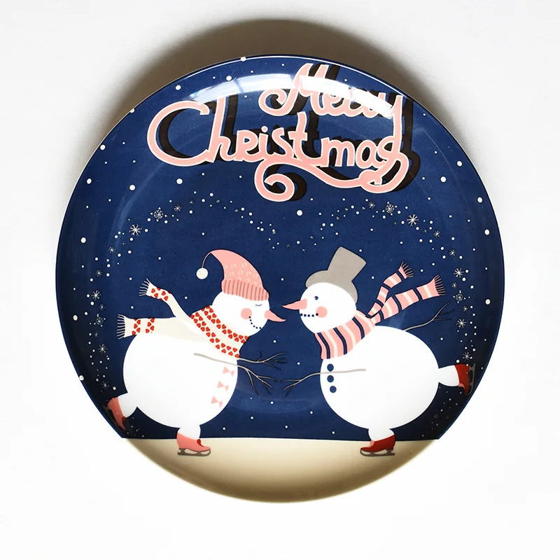 

Western-style Dinner Plate Christmas Cartoon Bone China Hand-painted Ceramic Breakfast Plate Kitchen Tableware