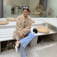Faux fur imitation mink coat with puff sleeves for girls with thick warm luxury imitation mink coat short style