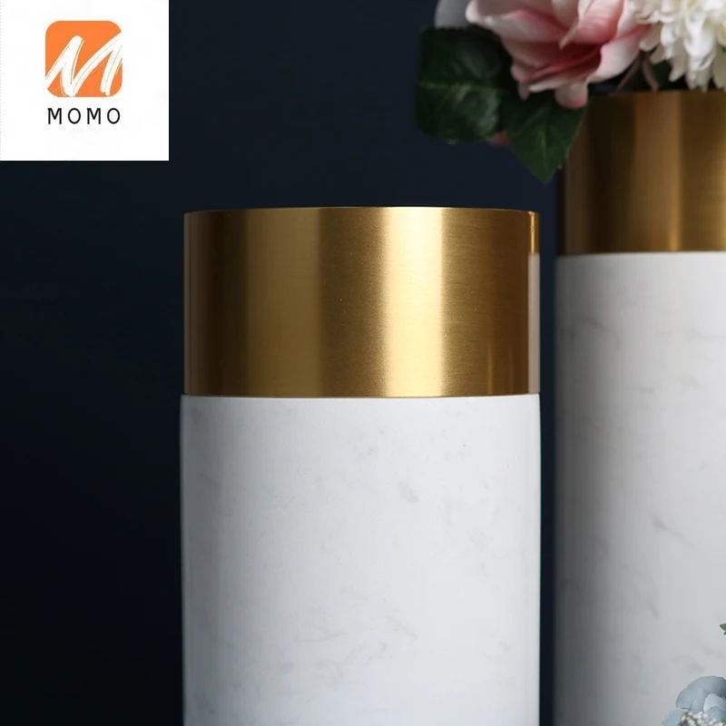 

Modern European Entry Lux Marble Vase Flower Decoration Home Living Room Dining Table Soft Decoration