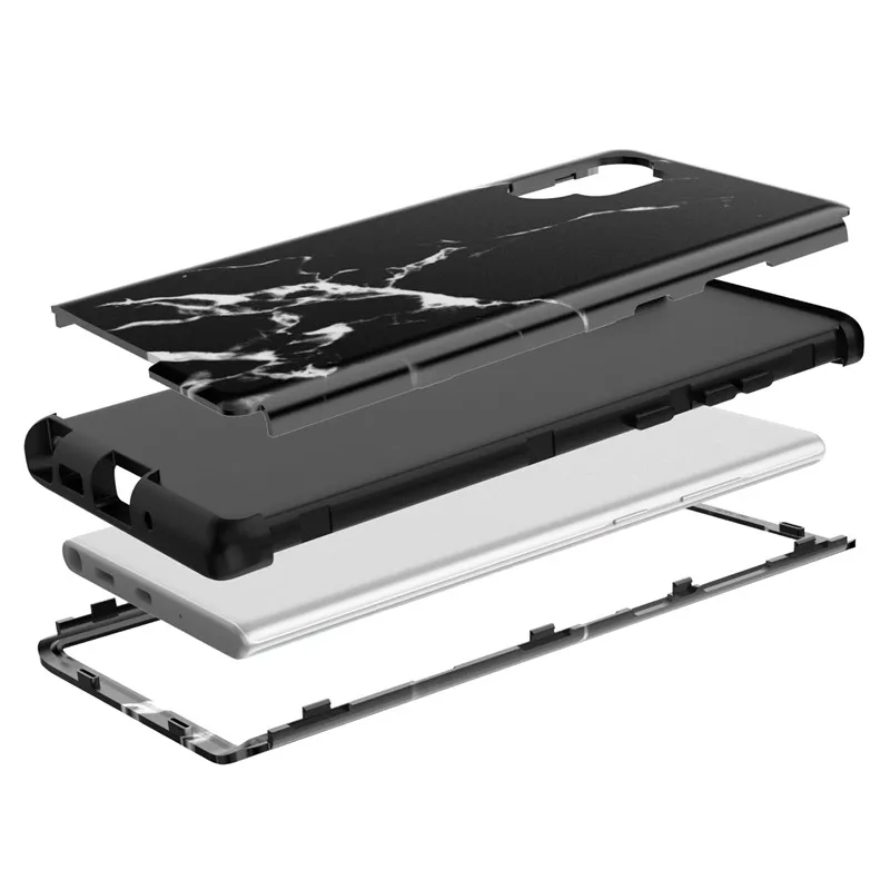 Передняя и задняя 360 градусов полный корпус защитный чехол для samsung note10 Plus мраморный цветок блестящий PU силиконовый ударостойкая гибридная Броня