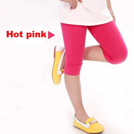 hot pink Летние тонкие леггинсы ярких цветов по щиколотку для девочек детские леггинсы из вискозы - Цвет: hot pink