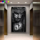 Алмазная 5D мозаика с изображением Иисуса из черных и белых страз