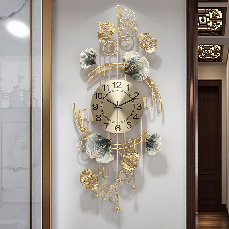 

Chinese Style Wall Clock Modern Design Living Room Art Big Geometric Metal Wall Clock Silent Luxury Reloj Pared Home Decor DA60W
