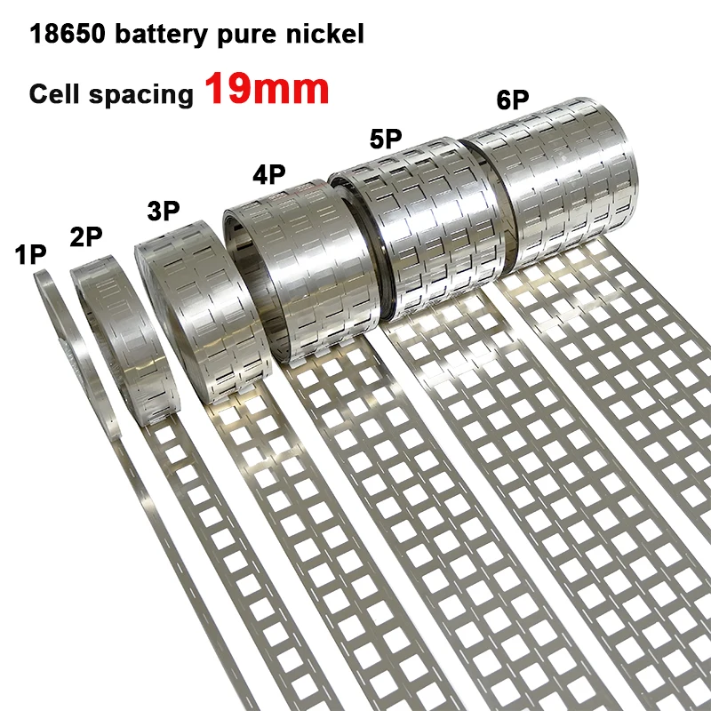 

18650 battery pure nickel strip 1P/2P/3P/4P/5P/6P nickel tab battery spacing 19mm Ni belt for integrated holder