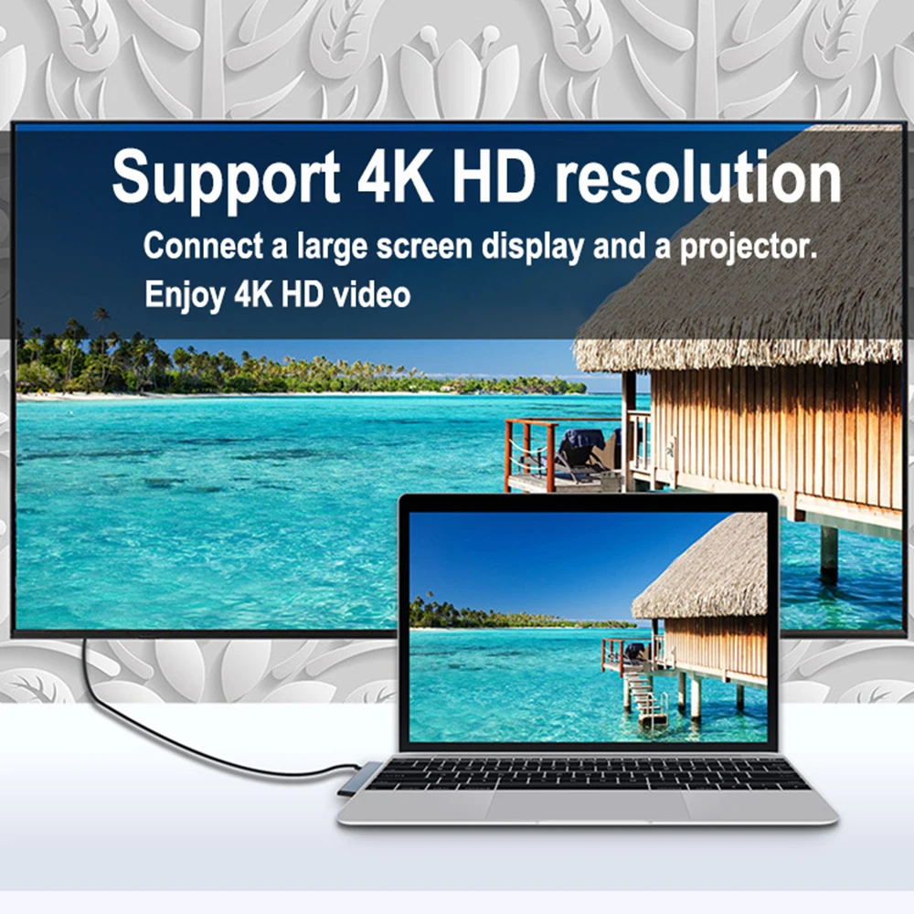 USB 3 1 type C концентратор к HDMI адаптер 4K Thunderbolt с концентратором 0 TF считыватель SD карт