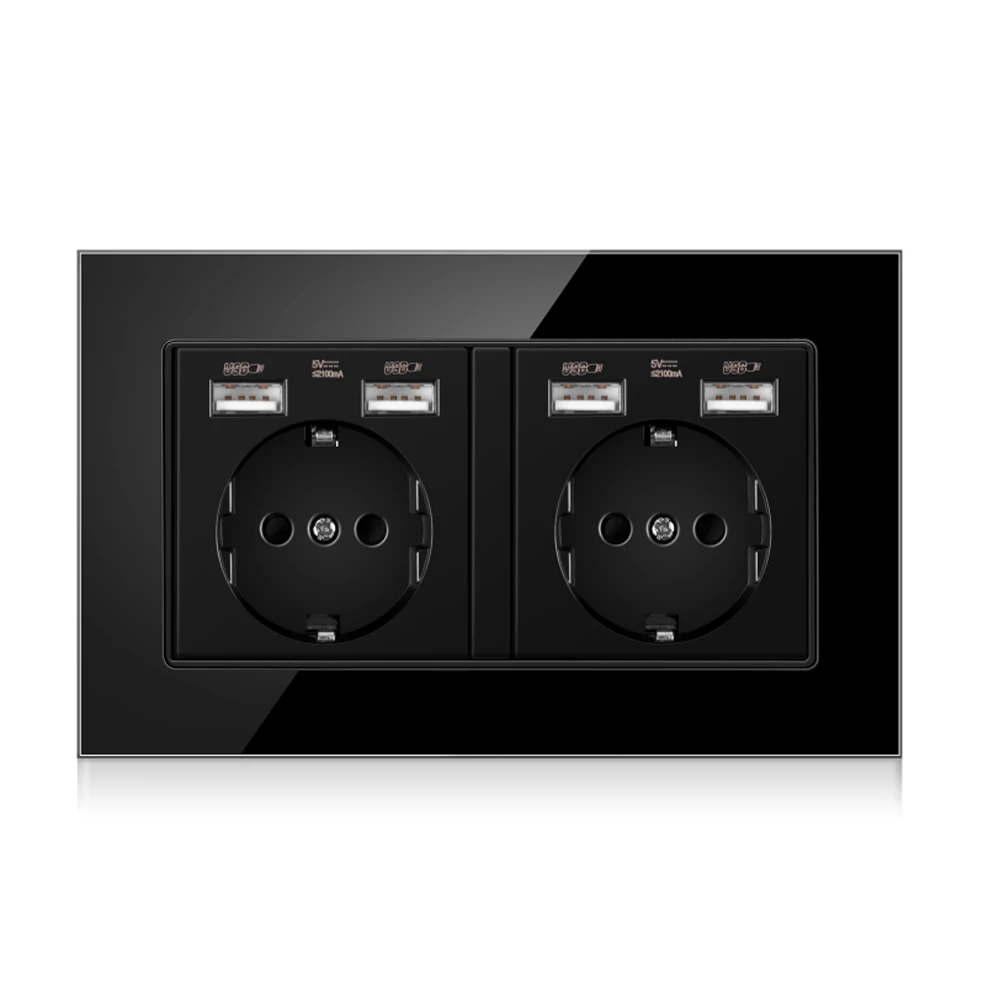 NOVSKI 2 Gang настенная розетка с двойной розеткой USB 2.1A корпуса Электрическая Schuko