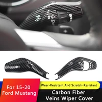 tajian car decor sticker steering wheel shift lever wiper rod cover trim frame for ford mustang 2015 2016 2017 2018 2019 2020