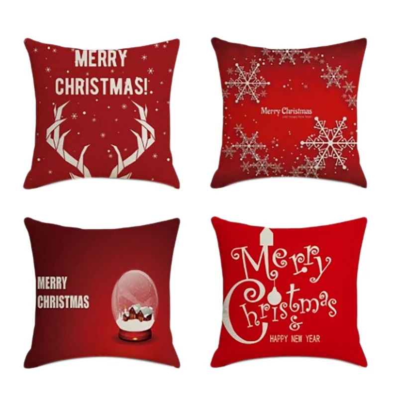 

Christmas Square Pillowcase Home Decor Linen Pillow Cases Cushion Covers for Sofa Car Brand New Pattern Gift 45X45cm