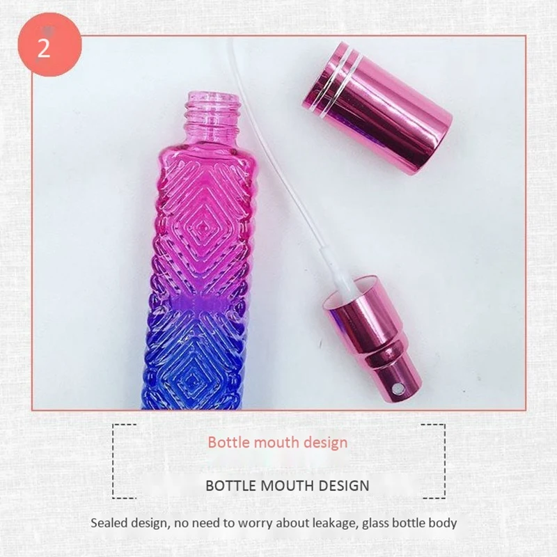 

6Pcs 14Ml Colorful Mini Square Glass Empty Perfume Bottle Fragrance Refillable Glass Vials Spray Bottle