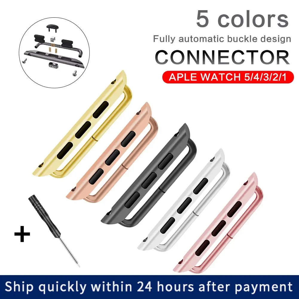 

Adapter connector For Apple Watch band series 6 SE 5 4 3 2 1 for iwatch strap 42mm 38mm 44mm 40mm Stainless Steel clasp adaptor