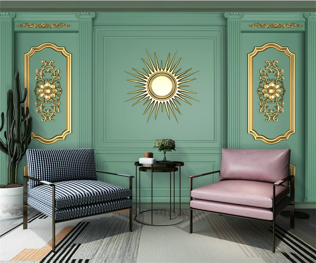beibehang Customized modern golden three-dimensional papel de pared green living room bedroom background wallpaper | Обустройство