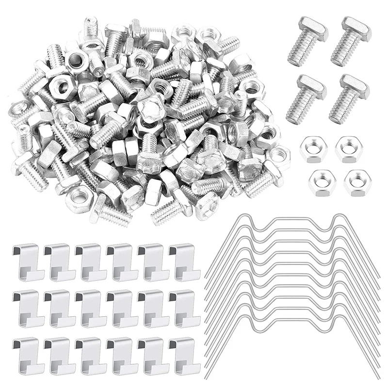 

240Pcs Greenhouse Repair Kit Include 60 Glazing Clips W Wire Clips 60 Z Overlap Clips And 60 Greenhouse Nuts And Bolts
