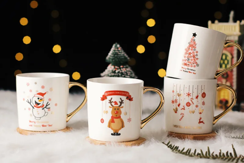 Креативная керамическая чайная кружка для кофе Рождественская из костяного