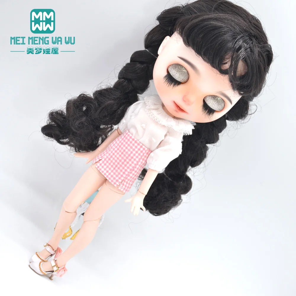 

Blyth doll clothes Fashion polka dot shirt, plaid skirt for 28-30cm Azone 1/6 doll accessories