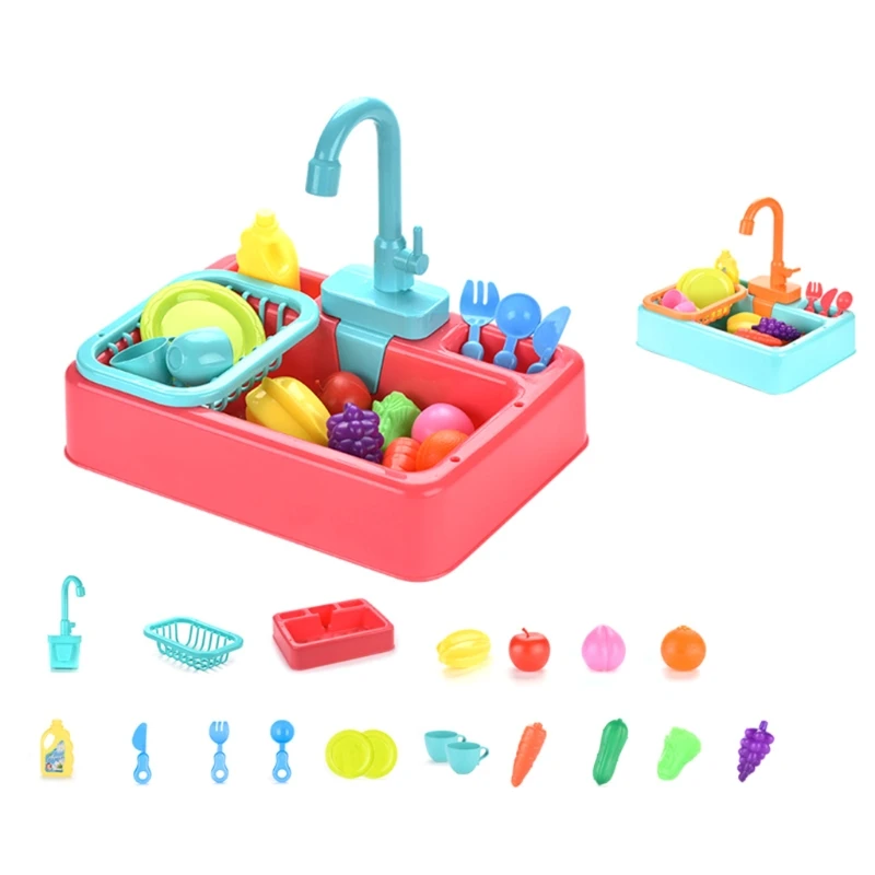 

Игрушки для кухонной раковины, детская Термочувствительная электрическая посудомоечная машина, игрушка с проточной водой, автоматическая ...