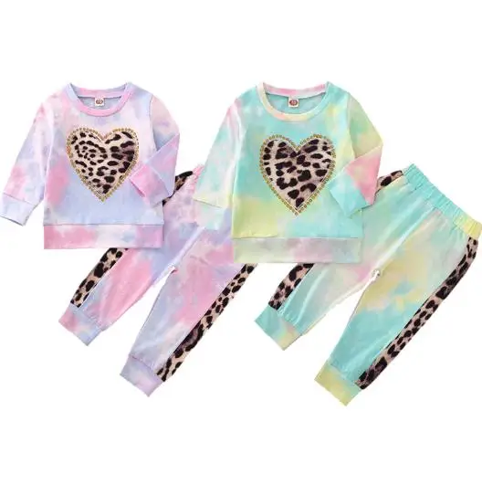 

2 шт., Повседневный пуловер с длинным рукавом и леопардовым принтом