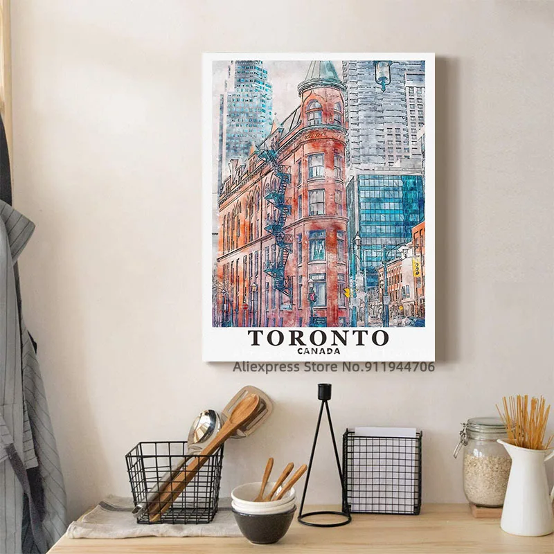 Путешествия эстетика Торонто Канада плакат Холст Плакаты и принты декор