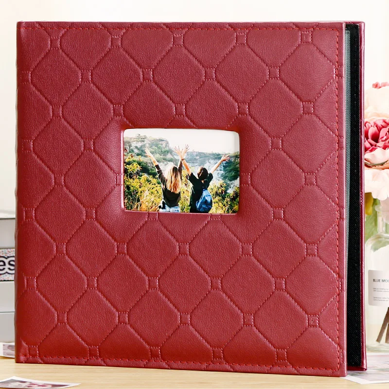 600-red Винтажный 6-дюймовый свободный лист 600 карманы кортическая семейная вставка фотоальбомы Тип 4D 6 дюймов большой емкости подарок для свадьбы дня рождения - Цвет: 600-red