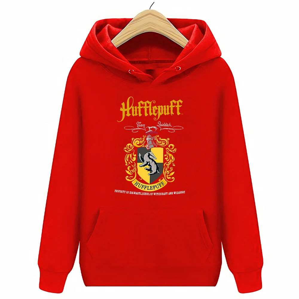 Красный Hufflepuff Квиддич команда гребень Официальный мужские черные толстовки Размер S-3XL - Цвет: Красный
