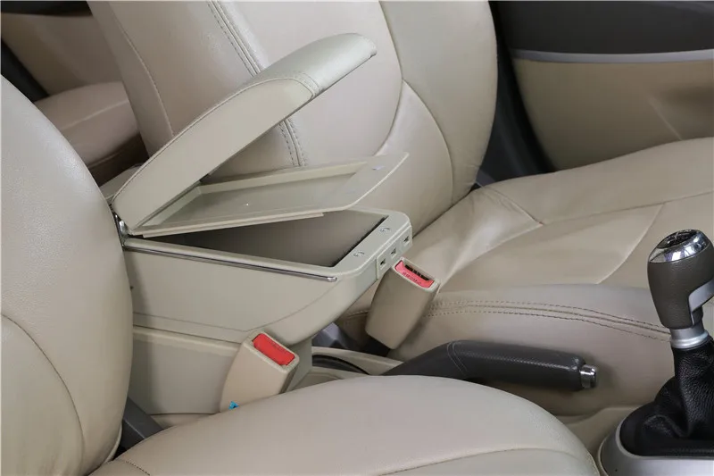 D1 style beige Большой подлокотник для Ford Focus 2 MK2 2005-2011 подлокотник центральной консоли коробка для хранения кожаные Поддержка 2006 2007 2008 2009 2010 - Название цвета: D1 style beige